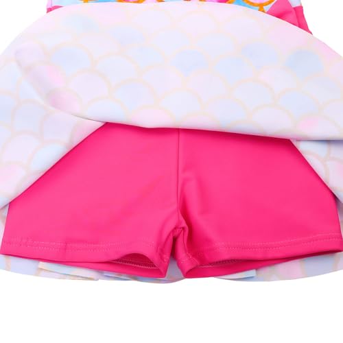 Image of Girls Swimsuit One Piece UPF 50+ Floral Skirted Bathing Suit Modest Beach Swim Dress 3-11 Years