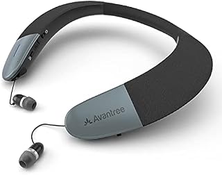 Avantree Wearable Wireless Speaker, Bluetooth 5.0, aptX HD, Low Latency, Personal Neckband Speakers with Retractable Earbuds, Superb Audio Quality, 3D Surround Stereo for Music TV - Torus (NB05)