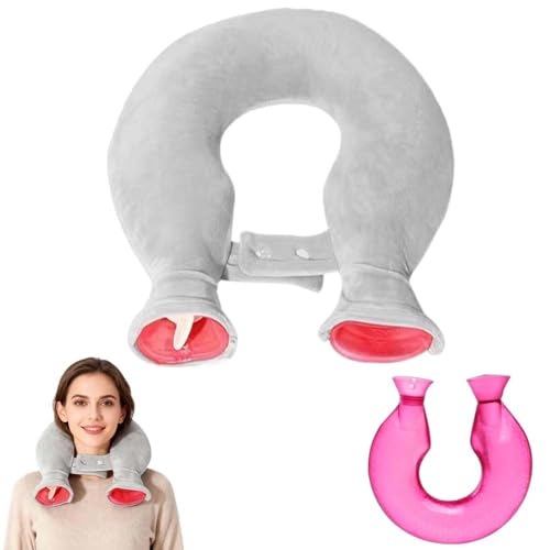 WRQIOO Nackenwärmflasche, 1800ml Wärmflasche Nacken, Nackenwärmflasche Schulter mit Weichem Bezug, Auslaufsicher, Ein Weiches Geschenk für Ältere...