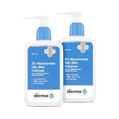 Image of The Derma Co 2% Niacinamide Oily Skin Cleanser for Sensitive, Oily & Combination Skin | Non-Irritant | 100% Soap-Free | Non-Drying | Gently Cleanses Makeup | 125 ml (Pack of 2)