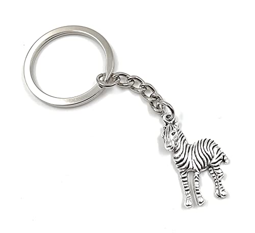 Onwomania - "Zebra Tier gestreift Schlüsselanhänger - Metall Glücksbringer z.B. für den besten Freund, die Beste Freundin, Mama - Für Männer, Frauen & Kinder Cover