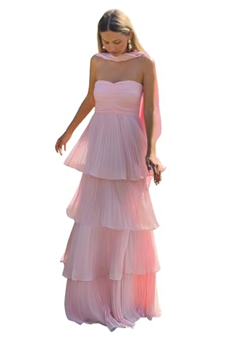 Jicht Pleated Maxi Dresses for Women Light Pink...