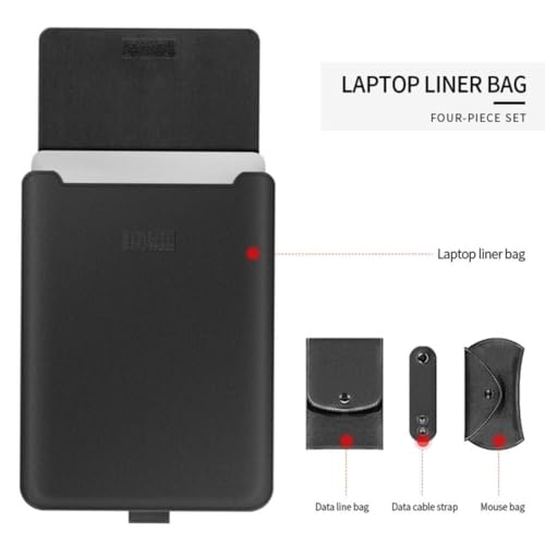 Image of TechTrendz Premium 3 in 1 Multifunction Slim Pu Leather Laptop Case Laptop Sleeve Bag with Stand for MacBook Upto 13.6 inch Models, Laptop Cover Bag 11-14 Inch (with Integrated Mouse Pad) - Black