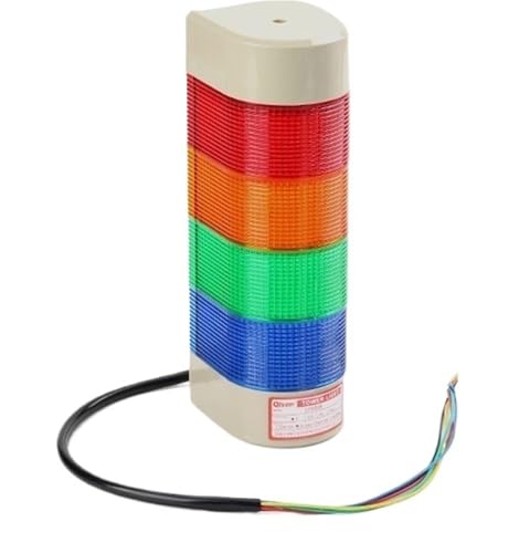 1pcs Wall Mounted Stack Light 1 2 3 4 5 Layer Industrial Signal Tower Lamp 12V 24V Steady Flashing Alarm Caution Light(4Layer with Buzzer_12V)