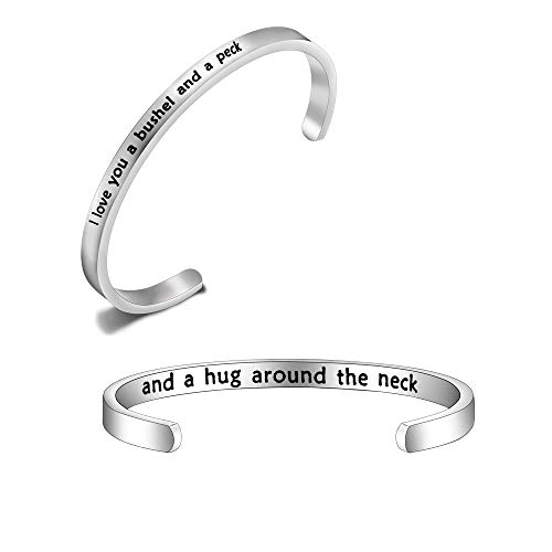 I Love You a Bushel and a Peck Cuff Bracelet Mother Daughter Bracelet Grandma Gift