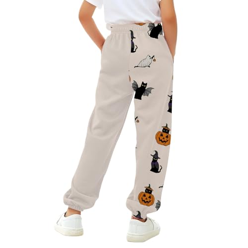 Girls Halloween Sweatpants Ghost Print Drawstring Long Bottom Trousers Kids Baggy Elastic High Waisted Sweat Pants2