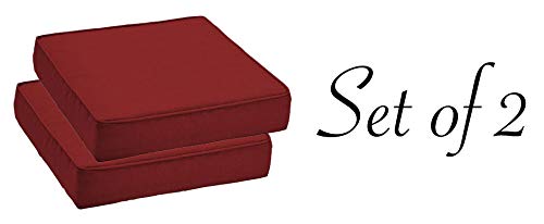 Comfort Classics Outdoor Patio Red Deep Seat Bottom Cushion with Welt (Set of 2) 24x24x5.5