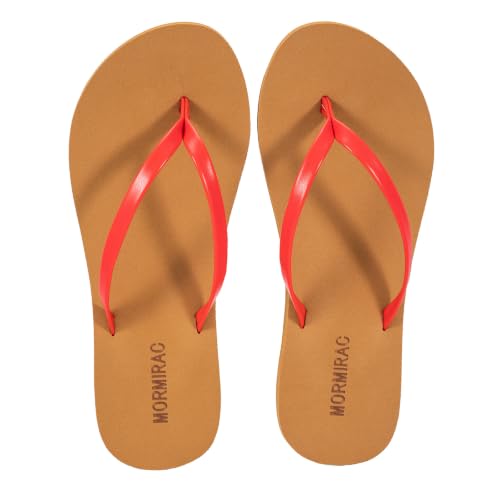 Image of Womens Slim Leather Flip Flops Beach Thong Sandals
