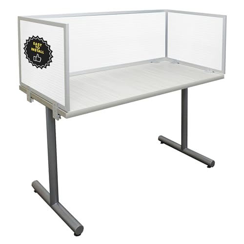 OBEX Polycarbonate Office Desk Mounted Privacy Screen Adjustable Table Top Panel Divider, Universal Aluminum Bracket-USA Made, 24