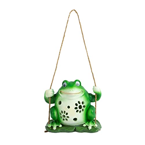 VILLCASE 1Pc Frog Shaped Solar Light Outdoor Resin Garden Decoration Hanging Solar Lantern for Patio Walkway Realistic Design Easy Install No Wiring Required