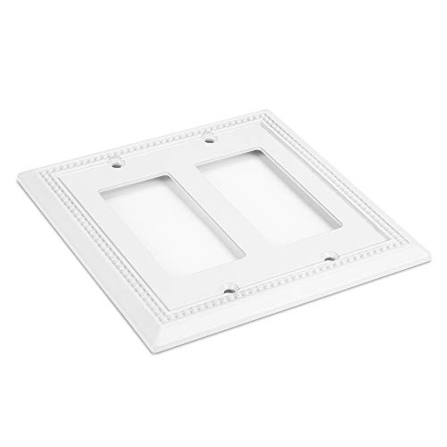 Image of Henne Bery Sunken Pearls Heavy Duty Decorative Wall Plate Switch Plate Outlet Cover (Double Decorator, White)