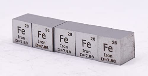 Image of 0.39 inch 10mm Iron Ferrum Metal Cube Fe up to 99.9% Pure Periodic Table Element Engraved Density Collection Science Education Display Block Cube + Acrylic Case Box - 1PC