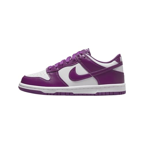 Nike Dunk Low Big Kids' Shoes (FB9109-110, White/White/Viotech) Size 4