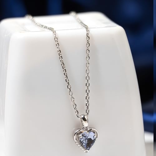 Image of SILVERTOWN 925 Silver Celestial Grace Heart Pendant Necklace | Hallmarked | White Rhodium Plated | Gift For Women and Girls