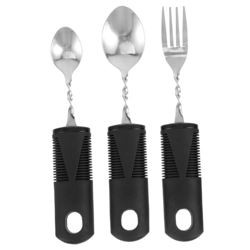IXOAKQ 15 Pcs Bendable Cutlery Utensil Hand Teaspoons Adaptive Eating Equipment Self Feeding Forks Portable Silverware Weak Grasp Fork Forks Spoons Stainless Steel Product Aldult Elderly