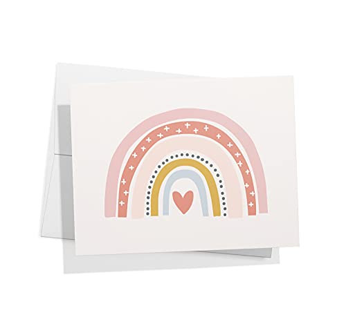 Image of Twigs Paper - 12 Vibrant Rainbow Blank Greeting Cards with Envelopes - 4 Different Design Cute Stationery Set for All Occasions - Assorted Rainbow Bulk Set - Made in USA (5.5 x 4.25, Set of 12)