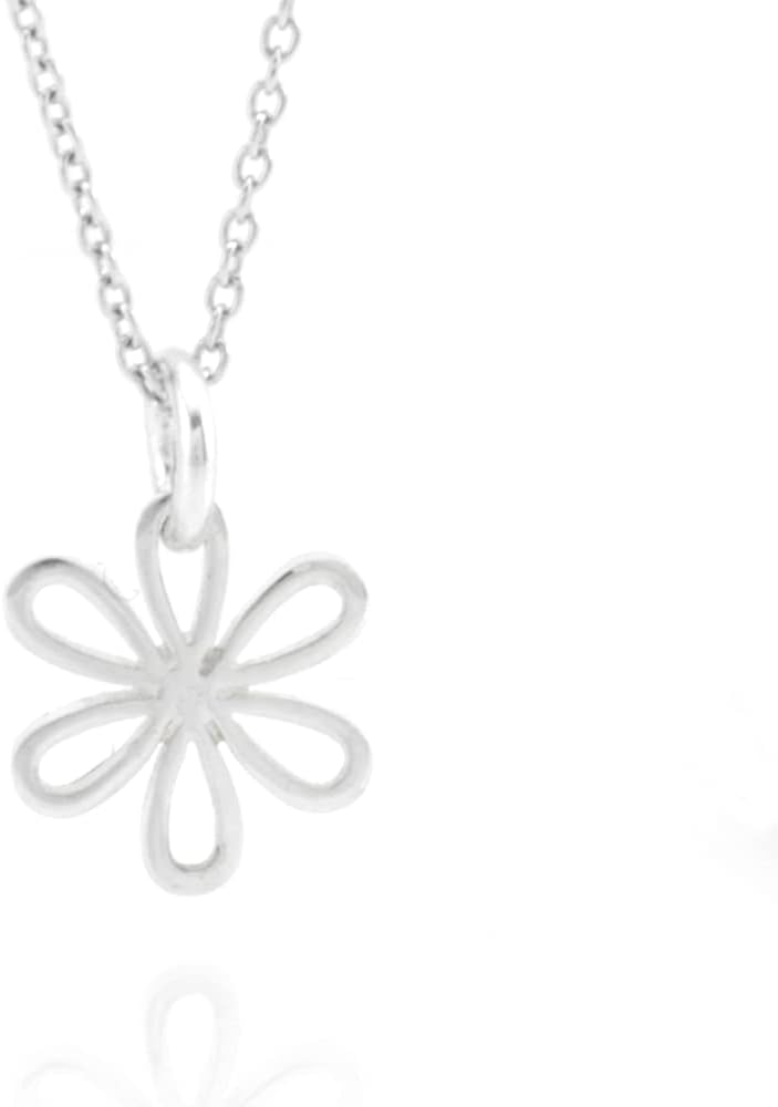 Sterling Silver Tiny Daisy Flower Charm Necklace, 18"