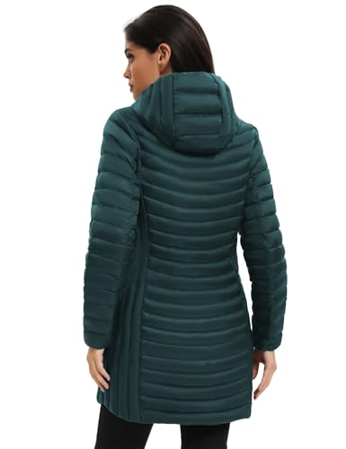 ANOTHER CHOICE Women Ultralightweight Down Coat, Winter Puffer Jacket with Detachable Hood Stretchy Panel Rollable3