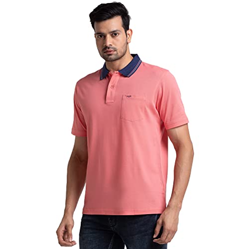 Image of Colorplus Men's Pure Cotton Solid Pattern Classic Fit Polo Neck Half Sleeve Casual T-Shirt