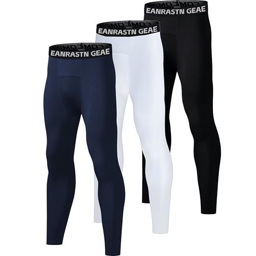 3 Pack Boys' Youth Compression Leggings Pants Tights Athletic Base Layer for Running Hockey Basketball