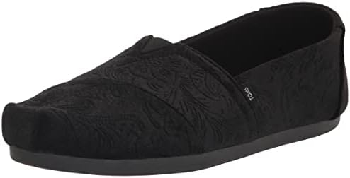 TOMS Women's Alpargata Recycled Cotton Canvas” Loafer Flat, Black Floral, 9