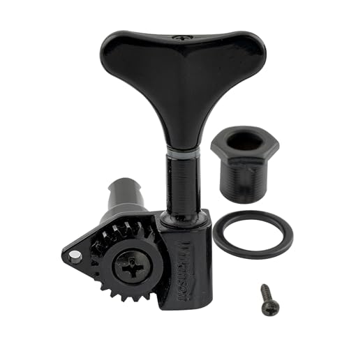 Wilkinson 20:1 Ratio Open Gear Mécanique Basse Individuelle Côté Aigus Tuner avec Bouton Y-Style pour Basse électrique, Noir