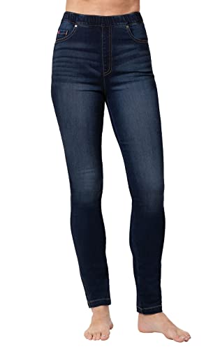 PajamaJeans High Waist Jeans for Women, Indigo Distressed, SM