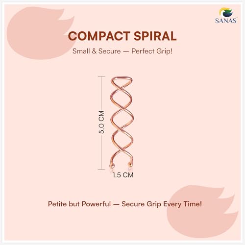 Image of Sanas Hair Pins for Hair Styling (10Pcs) U Pin for Hair Clips for Hair Styling Hair Pins for Women Wedding Girls Juda Pins For Hair Bun Accessories & Clips for Women Spiral U Pin (10Pcs) (Copper)