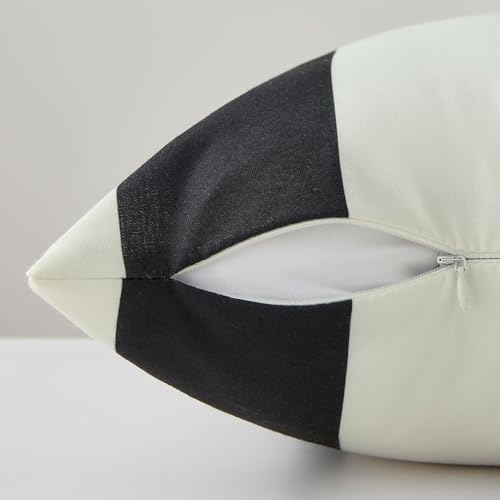 Image of Allorry Outdoor Pillow Covers 20x20 Set of 2 Black Striped Decoration Throw Pillow Covers for Spring Summer Outdoor Waterproof Garden Patio Furniture Sofa Bed Home Decor JB007-A20