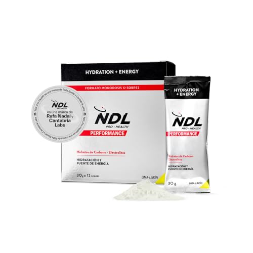 NDL Pro-Health Hydration energy - Bebida isotónica y de hidratación rápida con electrolitos y sales minerales para el deporte, reduce el cansancio y la fatiga, Lima-Limón (12x30g)
