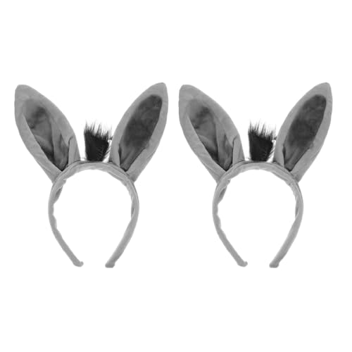 AOKWAWALIY 2pcs Plush Animal Ears Headband Donkey Headband Ears Animal Cosplay Costume Headwear for Halloween Costume Cosplay Party
