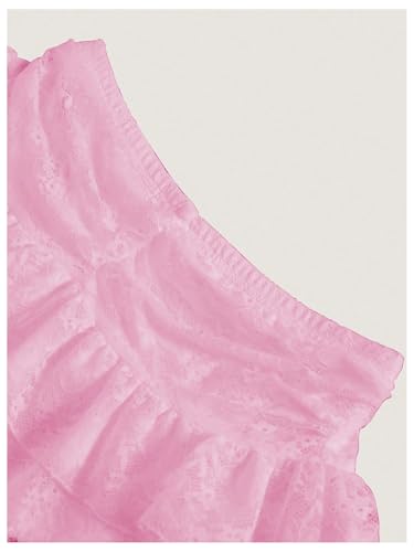 Floerns Women's Contrast Lace Low Waist Mini Skirt Cute Tiered Ruffle Hem Skirts4