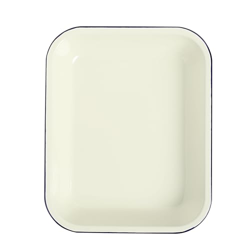 Wiltshire Enamel Baking Dish 2.5 Litre – White with Blue Rim, Scratch-Proof Porcelain Enamel Oven to Table Dish, Oven and Freezer Safe, Dishwasher Friendly and Durable Design