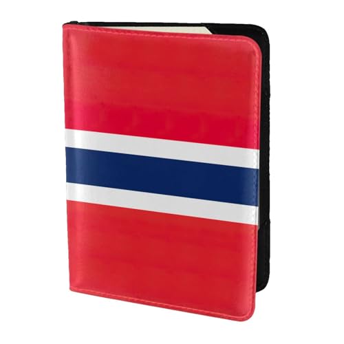 Norwegian Flag Print Travel Wallet Passport Holder Case per Family Leather Cover per uomo e donna nero Taglia unica