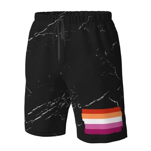 Lesbian Pride Flag LGBTQ Lesbian Gifts Mens Swim Trunks Quick Dry Mens Swimsuit,Swim Shorts Beach Shorts with Pockets4