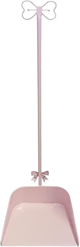 Sartenes de metal con nudo de lazo con mango largo, recogedor de pie rosa para vestíbulo, garaje, hogar y patio