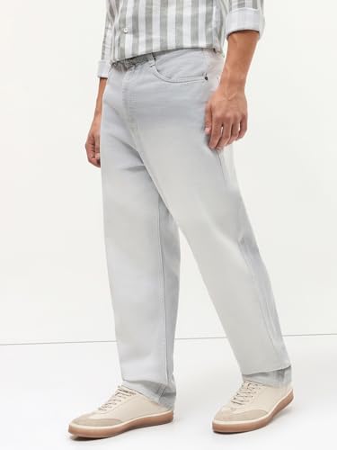 Image of Urbano Fashion Men's Loose Baggy Fit Heavy Washed Faded Denim Jeans Non-Stretchable