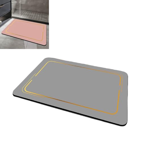 バスマット大判 スマートバスマット お風呂すのこ 風呂マタオル地 現代風 軽奢華 家庭用吸水性、速乾性、柔軟性、滑り止め、保存性、洗浄性があり、更衣室や浴室に適しています (グレー,120*80cm)