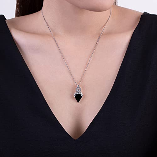 925 Sterling Silver Marcasite & Black Onyx Art Deco style Necklace2