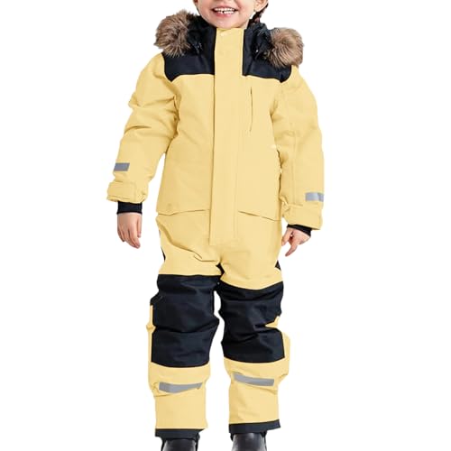 Floleo Snow Suit for Kids Fashion Boys One Piece Snowsuit Girls Ski Outfit Waterproof Snowboard Suit Teen Winter Clothes