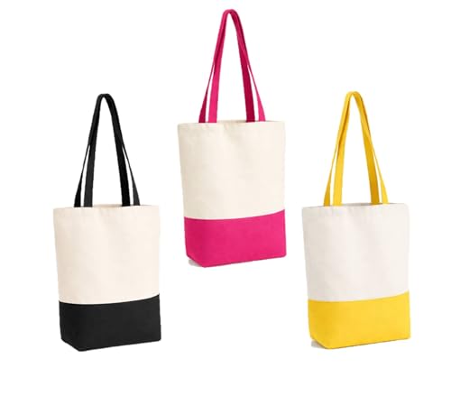 Image of Lify Heavy Duty Cotton Canvas Tote Bag Grocery Shopping Bag, Cotton Tote Bags eco-friendly for Schools, promotion, branding- 3 &4 Pc Pack