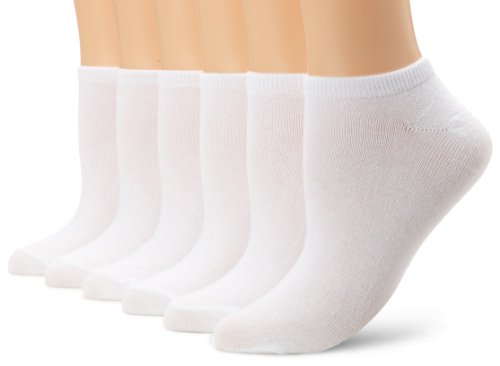 K. Bell Women's 6 Pack Fashion No Show Liner Socks, Solid White, Shoe Size: 4-10