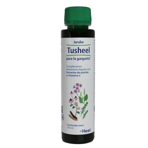 Heel - Tusheel Jarabe Para la Garganta, Con Extractos de Plantas y Vitamina C, Ayuda a aliviar la Tos Seca y Productiva, Bajo Contenido en Azúcar, Sin gluten ni lactosa, Apto para Veganos - 150 ml