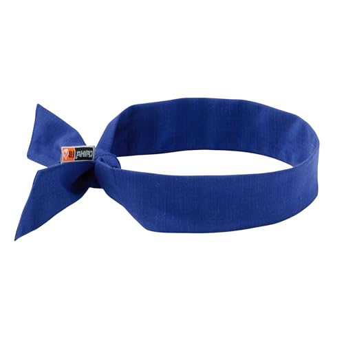 Image of Cooling Bandana, Fire Resistant, Evaporative Polymer Crystals for Cooling Relief, Tie for Adjustable Fit, Ergodyne Chill Its 6700FR,Blue