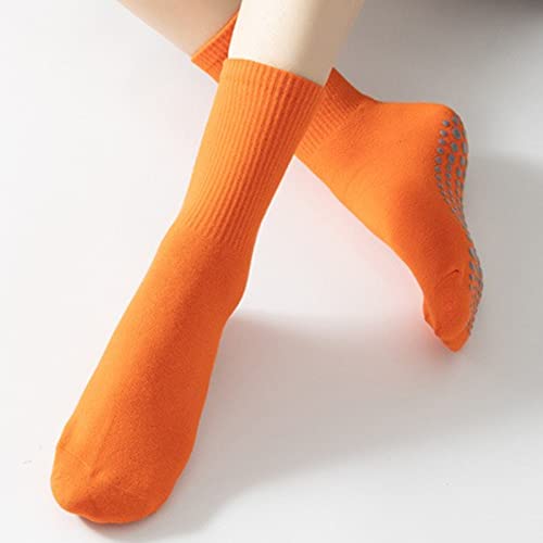 Yoga Pilates Socks with Grips for Women Non Slip Solid Candy Colored Cushioned Crew Socks for Barre Ballet Dance4