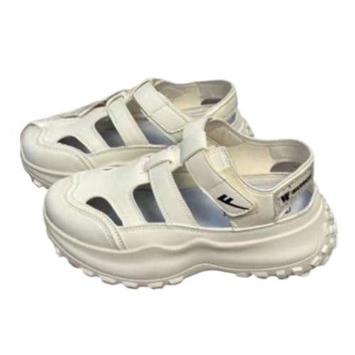 Y2K Korean Chunky Dad Sandals with Touch Fastener Strap, Kawaii Anime Style, Comfort & Breathable Ultra-Soft White Shoes, Ins Outfit for Students, Summer Travel Comfort, Ideal Gift for Daughter