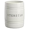 Barnyard Designs Ceramic Farmhouse Kitchen Utensil Holder for Countertop, Decorative Kitchen Utensil Holder, Large Kitchen Utensil Holder for Kitchen Counter, Utensil Crock Spatula Holder, 6" White