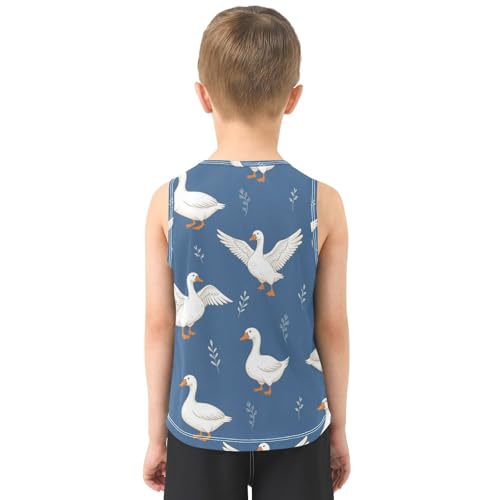 J JOYSAY Cartoon Duck Leaves Blue Boys Tank Top Sleeveless Muscle Shirts Quick Dry Active Workout Sport Kids T-Shirts 3-15T3