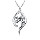 YEESIA Collar con colgante de gato de plata de ley 925 con diseño de gato, regalo de joyería para mujeres, madre e hija