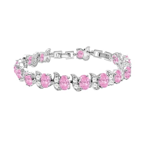 Image of LMXXVJ Fashion Tennis Bracelet Created Emerald White Gold Plated Charm Bracelet Gifts Jewelry for Women